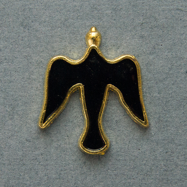 Значок на цанге Голубь, черный, металл под золото (ЗЦк-4)