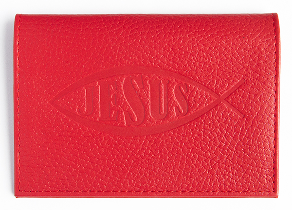 Обложка на паспорт из натуральной кожи "Рыбка Jesus" (цвет в ассортименте)