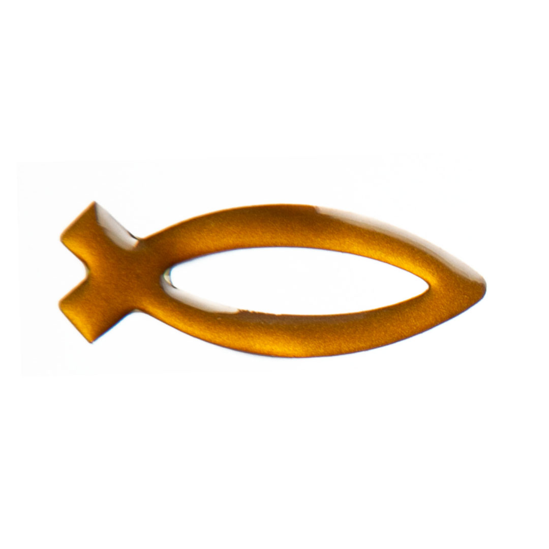 Наклейка на объёмная "Рыбка" 5см, золотистая полупрозрачная