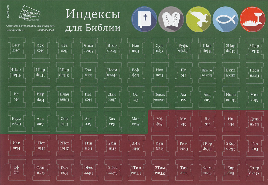 Индексы для Библии тёмно-зелёный/бордо