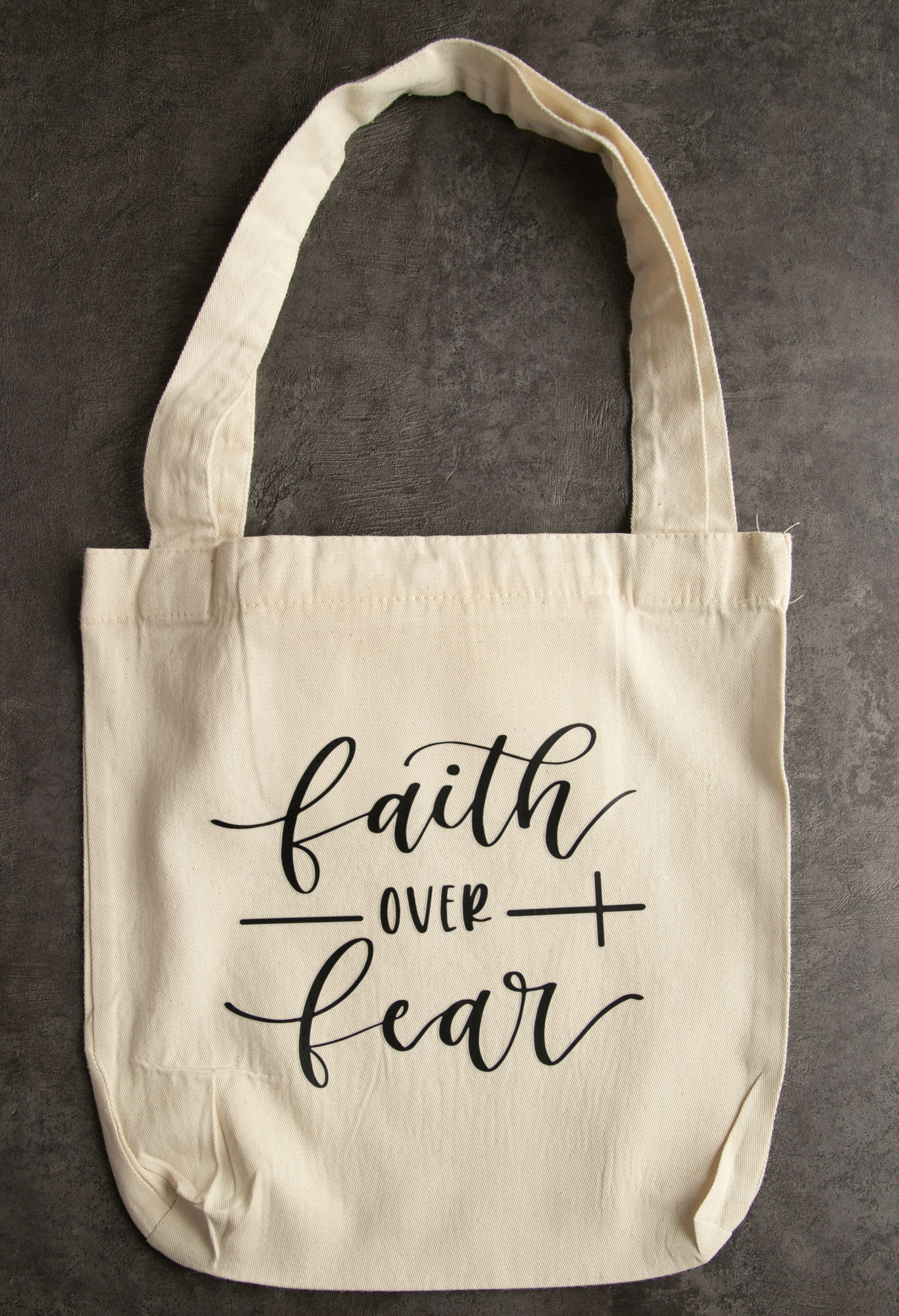 Холщовая Сумка-шоппер для покупок с надписью «Faith over fear» (Вера побеждает страх)