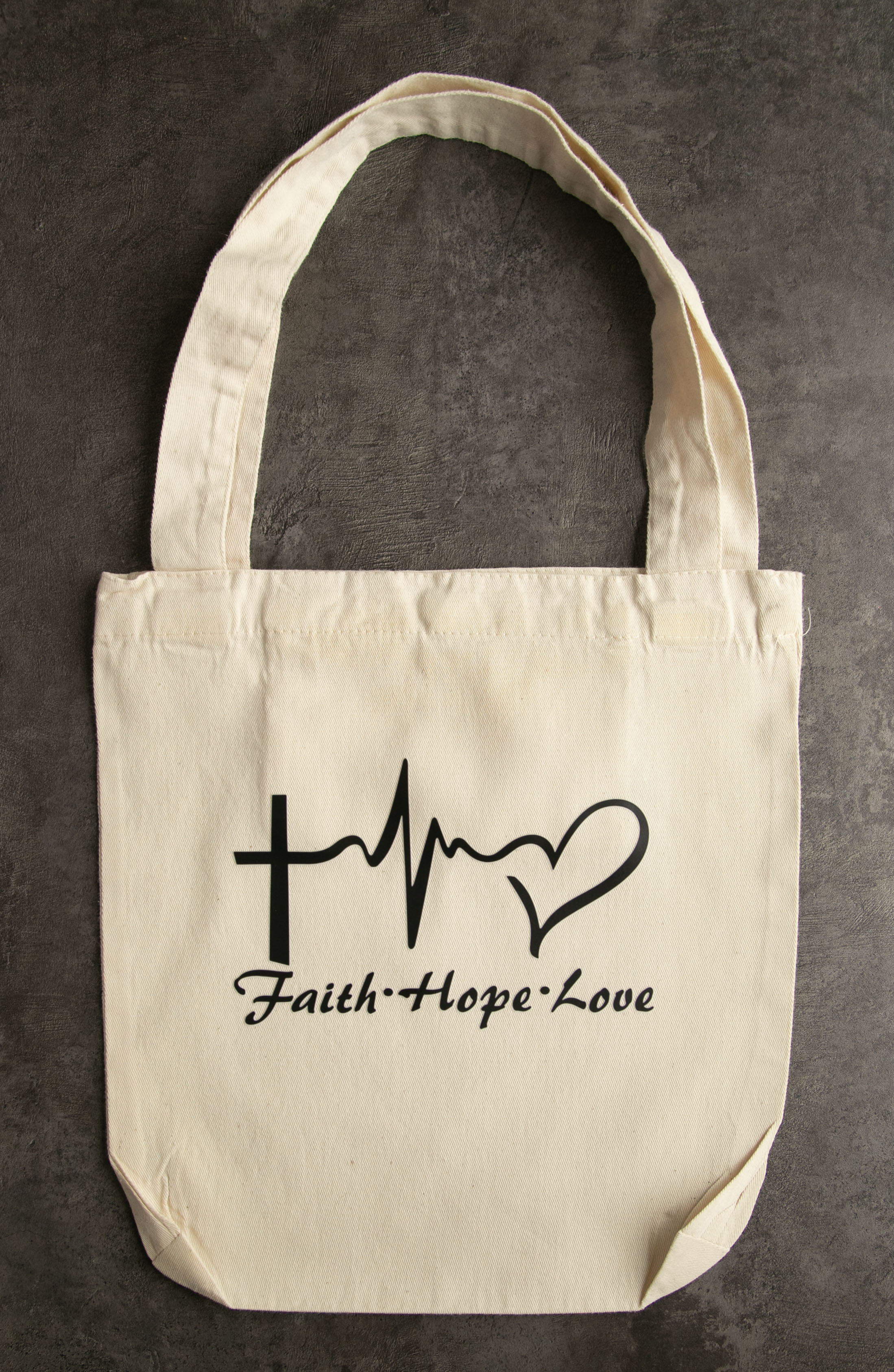 Холщовая Сумка-шоппер для покупок с надписью «Faith Love Hope» (Вера, надежда, любовь)