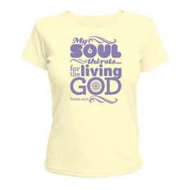 Футболка женская "My soul thirsts", светло-желтая, размер S