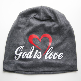 Шапка - GOD is love (БОГ есть любовь) - серая