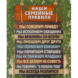 Наши семейные правила - открытка-карточка 8х9,5
