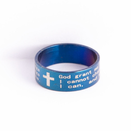 Кольцо - Молитва о душевном покое - на английском (синее) 17