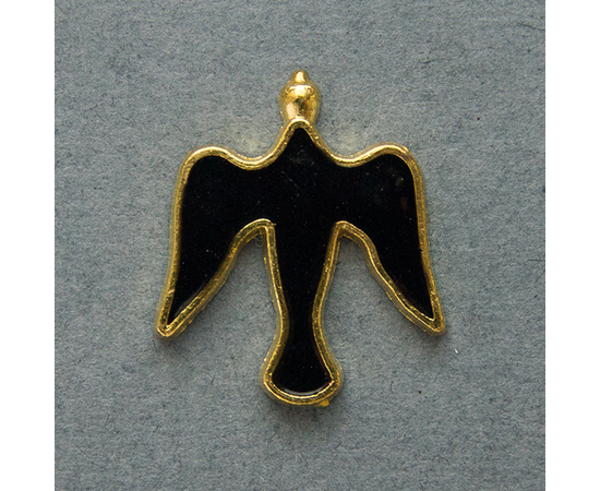 Значок на цанге Голубь, черный, металл под золото (ЗЦк-4)