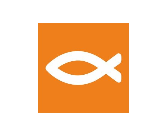 Наклейка Мини 5х5 см Белая Рыбка на оранжевом фоне