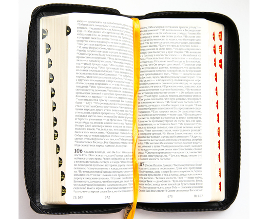 Библия в современном переводе (8,3х18,5см, чёрный кожаный переплёт, индексы, золотой обрез, закладка)