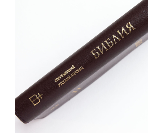 Библия в современном переводе (8,3х18,5см, бордовый кожаный переплёт, индексы, золотой обрез, закладка)