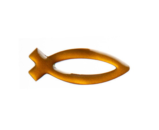 Наклейка на объёмная "Рыбка" 5см, золотистая полупрозрачная