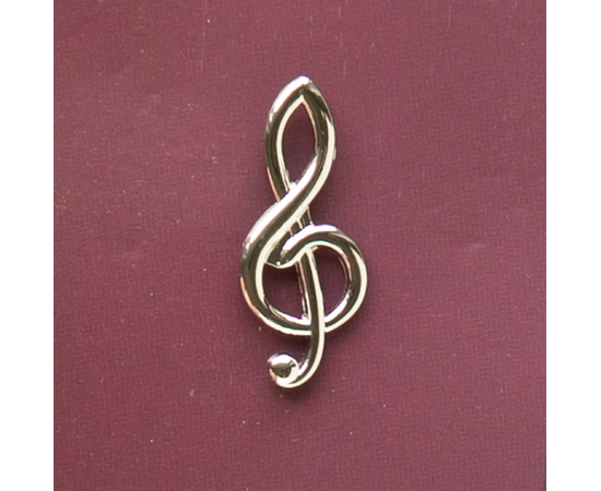 Значок на цанге "Скрипичный ключ", цвет серебро (ЗЦС-03)