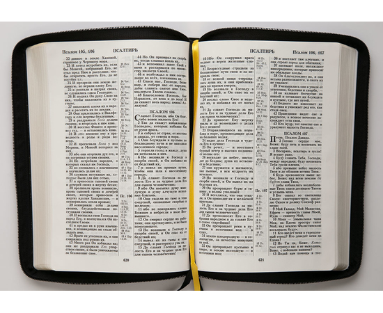 Библия (18х24,5, натуральная кожа, чёрный с прожилками, Золотая рамка растительный орнамент, молния, 2 закладки, слова Иисуса выделены жирным, крупный шрифт)