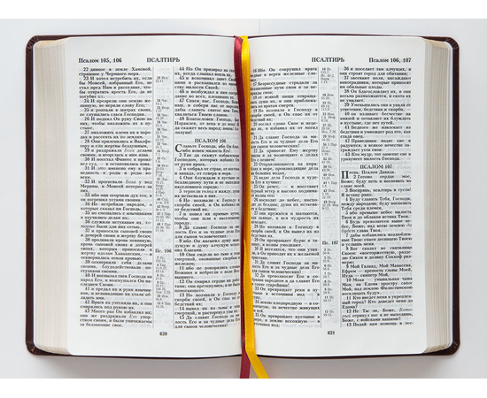 Библия ( 14х21,5см, искусств. кожа, коричневый с оттенком бордо матовый, рамка борокко, надпись "Библия", золотой обрез, 2 закладки, слова Иисуса выделены жирным, крупный шрифт)