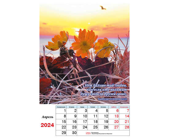 Календарь настенный перекидной на пружине на 2024 год - Фотопейзажи (12 листов)