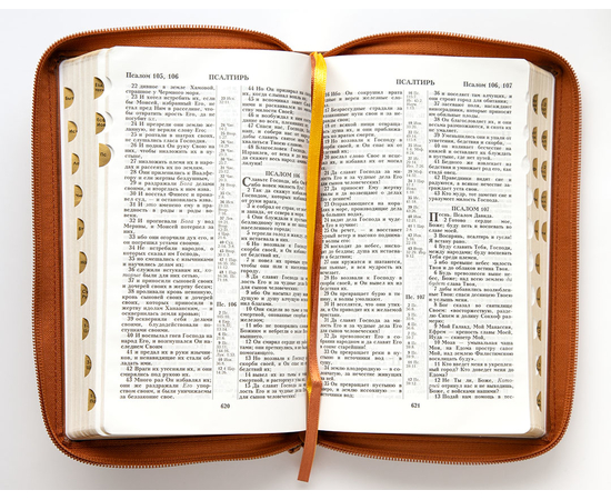 Библия (14,3х22см, натуральная кожа, светло-коричневый с прожилками, надпись "Библия" с вензелем, молния, золотой обрез, индексы, 2 закладки, слова Иисуса выделены жирным, средний шрифт)