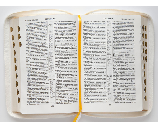 Библия (18х24 см, натуральная кожа, белый пятнистый, надпись "Библия" с вензелем, молния, золотой обрез, индексы, 2 закладки, слова Иисуса выделены жирным, крупный шрифт)
