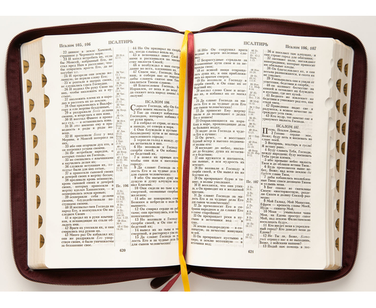 Библия (18х24 см, натуральная кожа, темно-бордовый с прожилками, дизайн "Руки молящегося", молния, золотой обрез, индексы, 2 закладки, слова Иисуса выделены жирным, крупный шрифт)