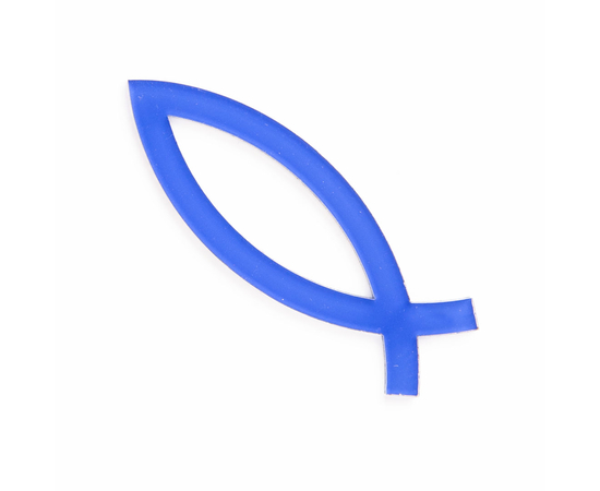 Объемная наклейка акриловая - Рыбка с крестом 9см (синяя)