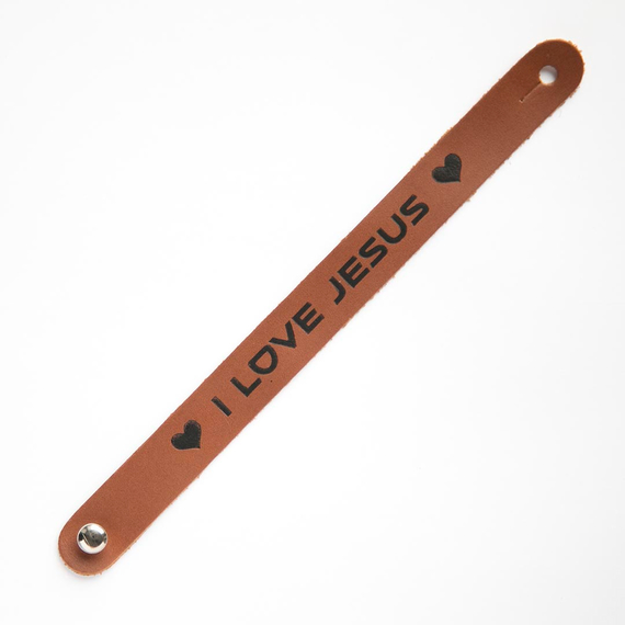 Браслет "I love Jesus" из натуральной кожи (разные цвета)