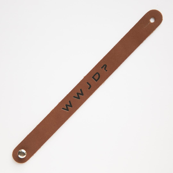 Браслет "W W J D ?" из натуральной кожи (разные цвета)