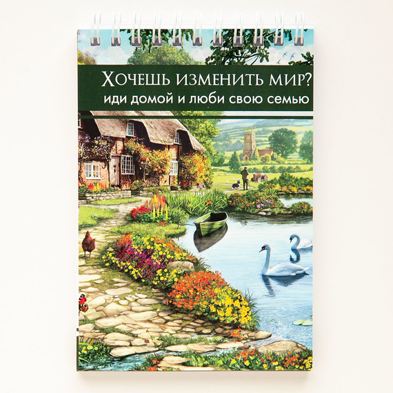 Блокнот 10x14,5 см "Хочешь изменить мир? Иди домой и люби свою семью" 48 л., линейка, цветные страницы