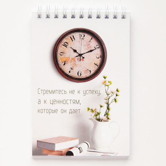 Блокнот 10x14,5 см "Стремитесь не к успеху, а к ценностям, которые он дает" 48 л., линейка, цветные страницы