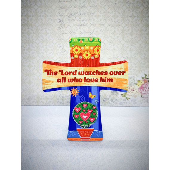 Крест керамический - The Lord watches over all who love him
